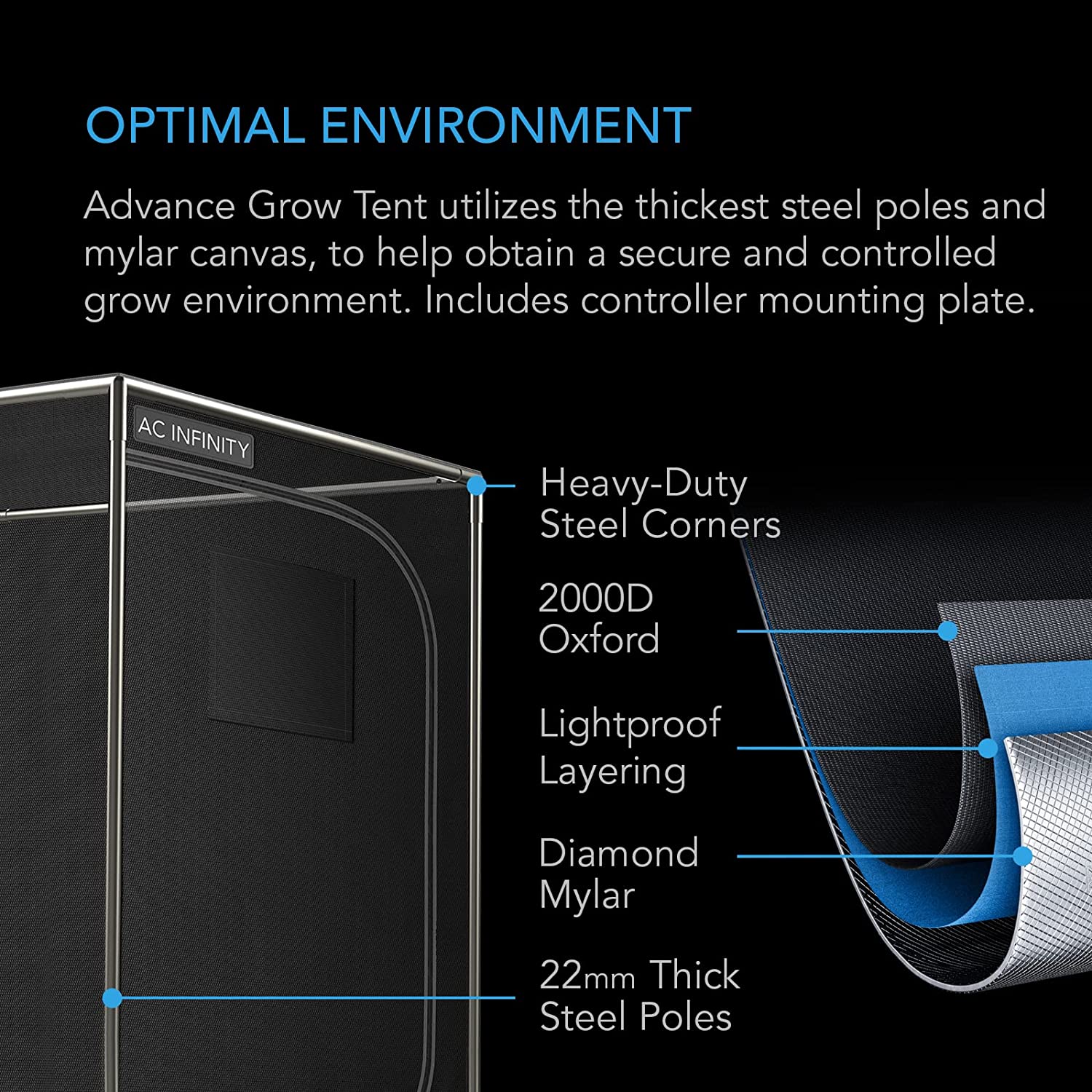 mylar grow tent fabric AC Infinity Advance Grow Tent System 3x3, 3-Plant Kit