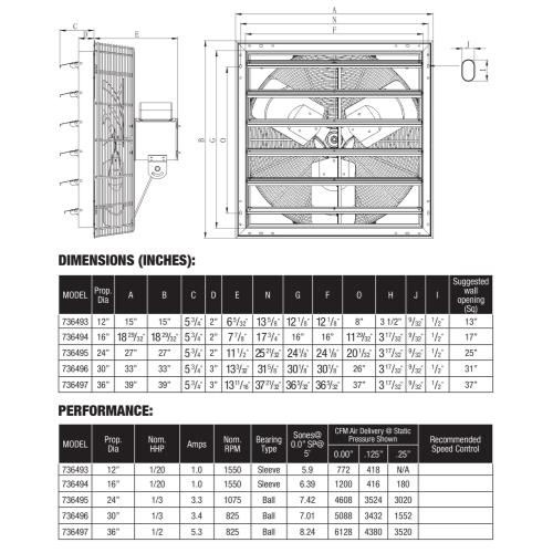 Hurricane Pro Shutter Exhaust Fan 36 in - Hurricane - Happy Hydro