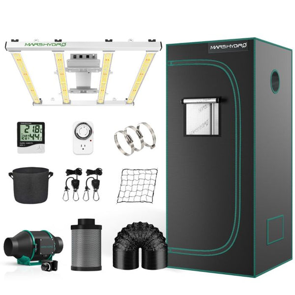 The Essentials' Grow Kit Mars FC 3000 LED Light AC Infinity Tent