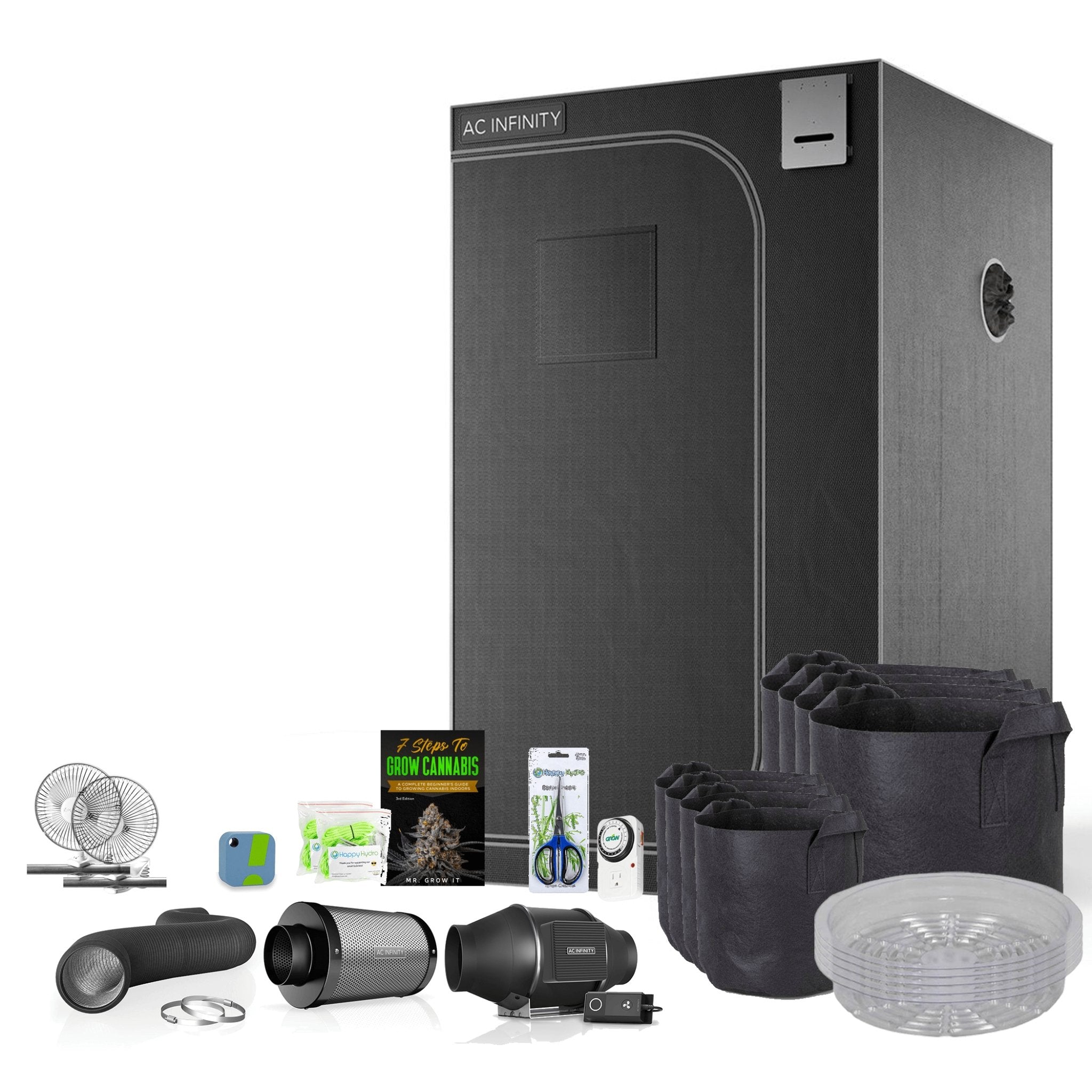 The Essentials Plus' AC Infinity Tent & 6 Inch Ventilation 4' x 4' - Happy Hydro - Happy Hydro